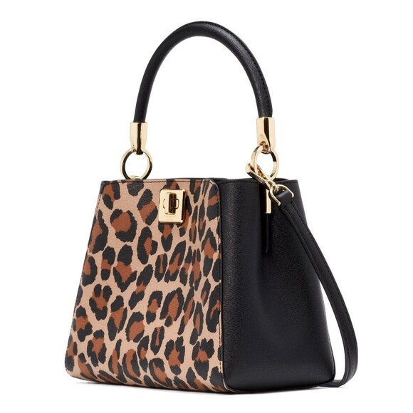 New Kate Spade Phoebe Spotted Leopard Top Handle Satchel Brown Multi - Picture 2 of 4